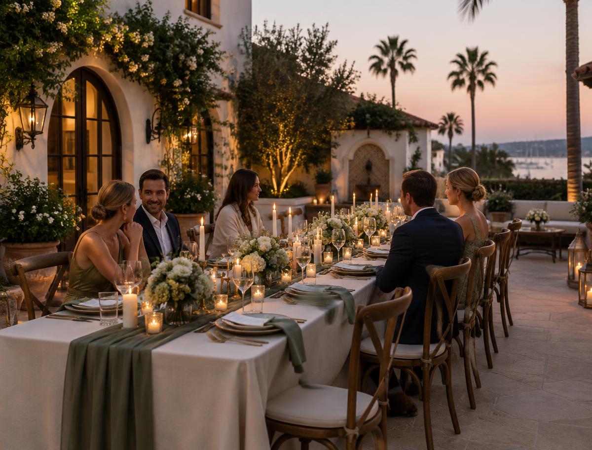 Candlelit private dinner in an elegant courtyard in Coronado